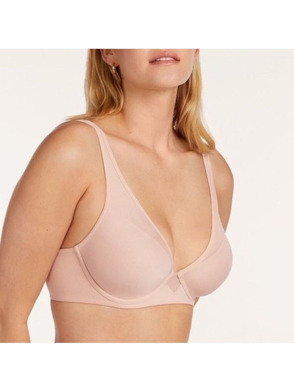 ThirdLove 24/7 Pima Cotton Plunge Bra Beige 34A 1/2